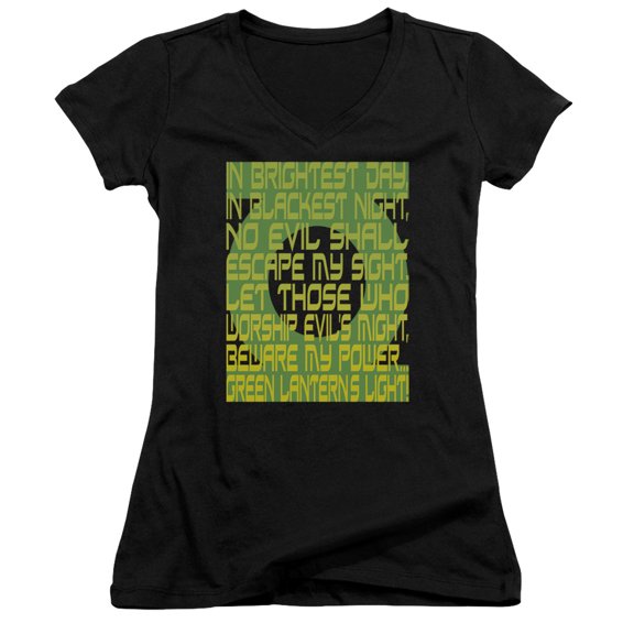 Green Lantern Green Lantern Oath Junior Women's V-Neck T-Shirt Black