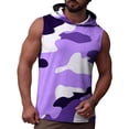thumbnail image 6 of Mifsaly Mens Workout Tank tops Camo Print Sleeveless Hooded Shirts Breathable Lightweight Muscle Fit Training Performance Activewear Purple,XXL, 6 of 9