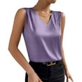 thumbnail image 3 of yillto Womens Silk Satin Tanks Tops V Neck Casual Cami Sleeveless Camisole Blouses Summer Basic Tank Shirt, 3 of 7