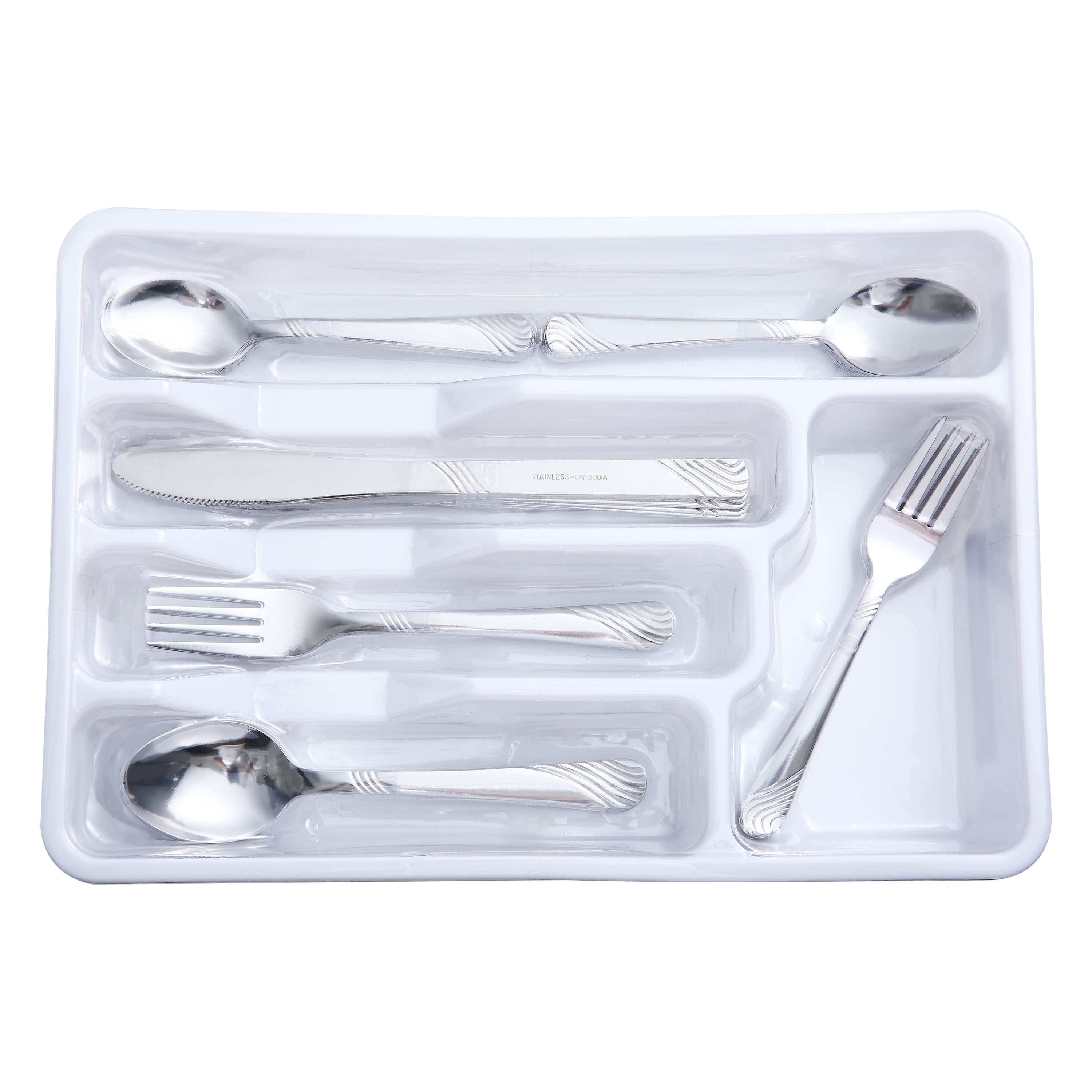 Mainstays Elena 49-Piece Adult Stainless Steel Flatware Set with