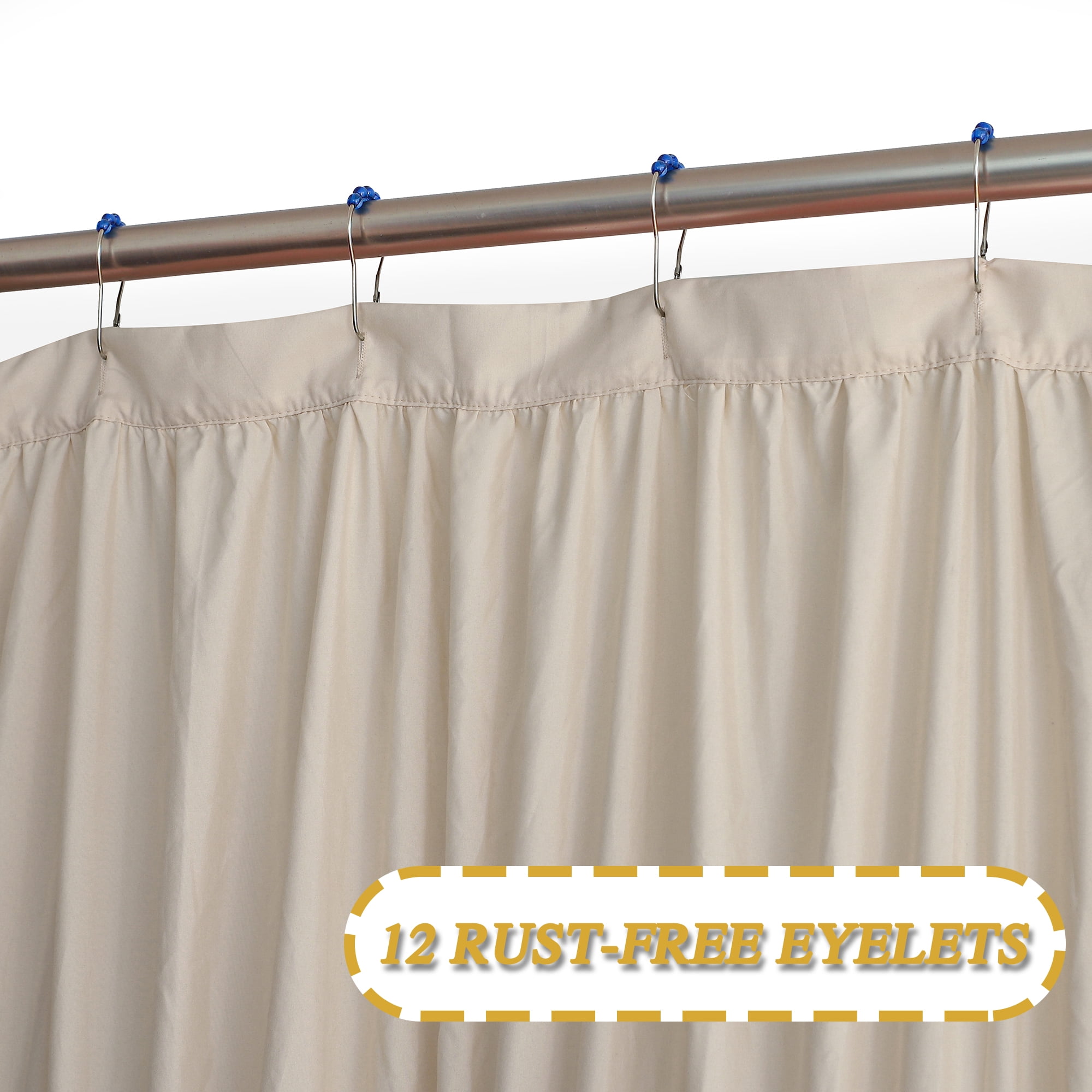HIG Boho Ruffled Shower Curtain - Oversized Floral Print, Heavy Fabric with Elegant Draping for Bathroom, 72"x72", Camel