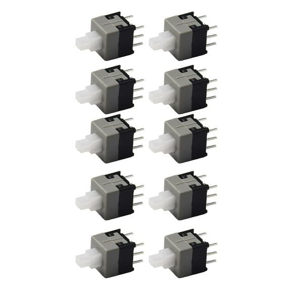 BTOER Micro-Interrupteur Tactile à Verrouillage Automatique, Matériau Excellent, Performance de Travail Stable, 10 Pcs, Interrupteurs à 6 Broches