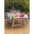 thumbnail image 2 of Easter Outdoor Tablecloth - 54x80 Inch Rectangle Dining Table Cover, Rabbit Spring Botanical Flowers Black White Lattice Waterproof Outdoor Table Cloth with Umbrella Hole & Zipper for Picnic/Patio, 2 of 7