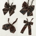 thumbnail image 6 of Brown Checkered Striped Pre-Tied Neck Tie Japanese College JK Uniform Bowtie, 6 of 21