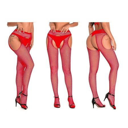 

Womans Sexy Crystal Rhinestone Fishnet Stocking Suspender Tights Pantyhose Gift