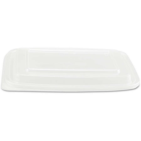 Microwave Safe Container Lid, Plastic, Fits 24-32 oz., Rectangular, Clear, 75/Bag, 300 ct