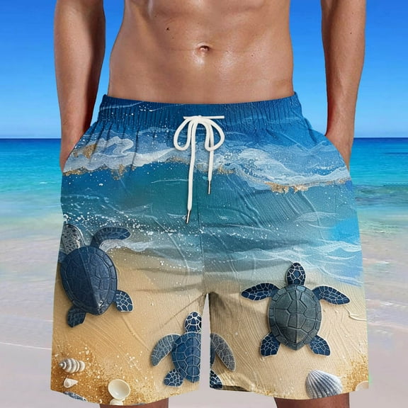 HaoXianJian Men's Shorts Hawaiian Summer Beach Short Casual Lightweight Swim Trunks Drawstring Quickly Dry Holiday Tropical Shorts with Pockets 3X 4X 5X