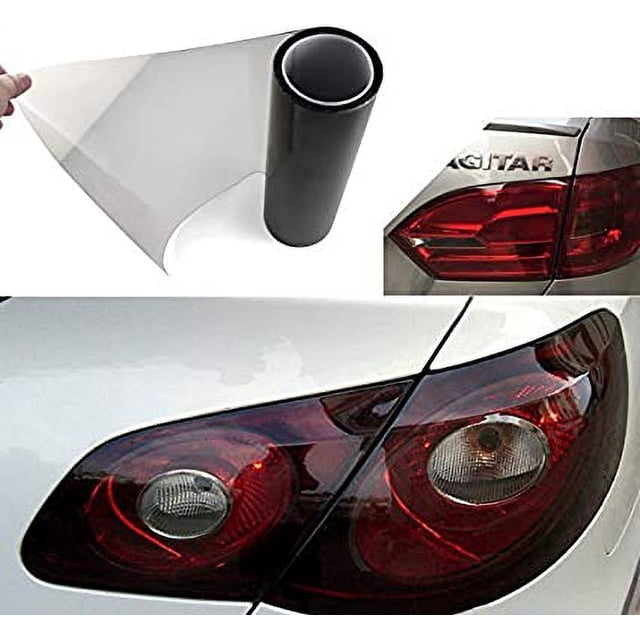 Película tintada impermeable para faros delanteros de coche, 200 x 30 cm, color negro transparente