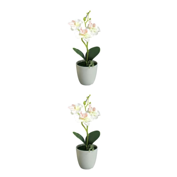 Plantas artificiales Inteprter no tóxicas hipoalergénicas en maceta falso Blanco 2Conjunto