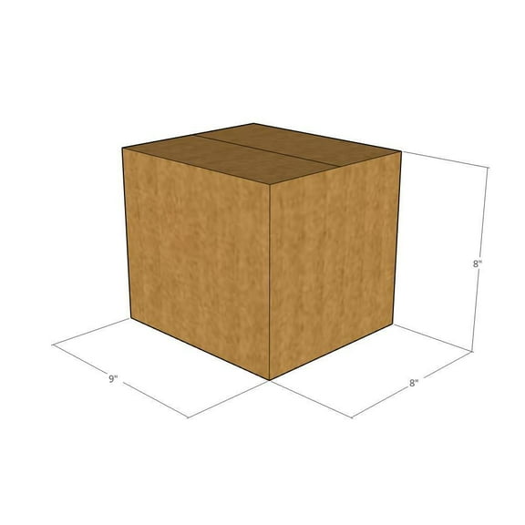 9x8x8 Kraft Brown Corrugated Shipping Boxes, 32 ECT Single-Wall, Qty 50
