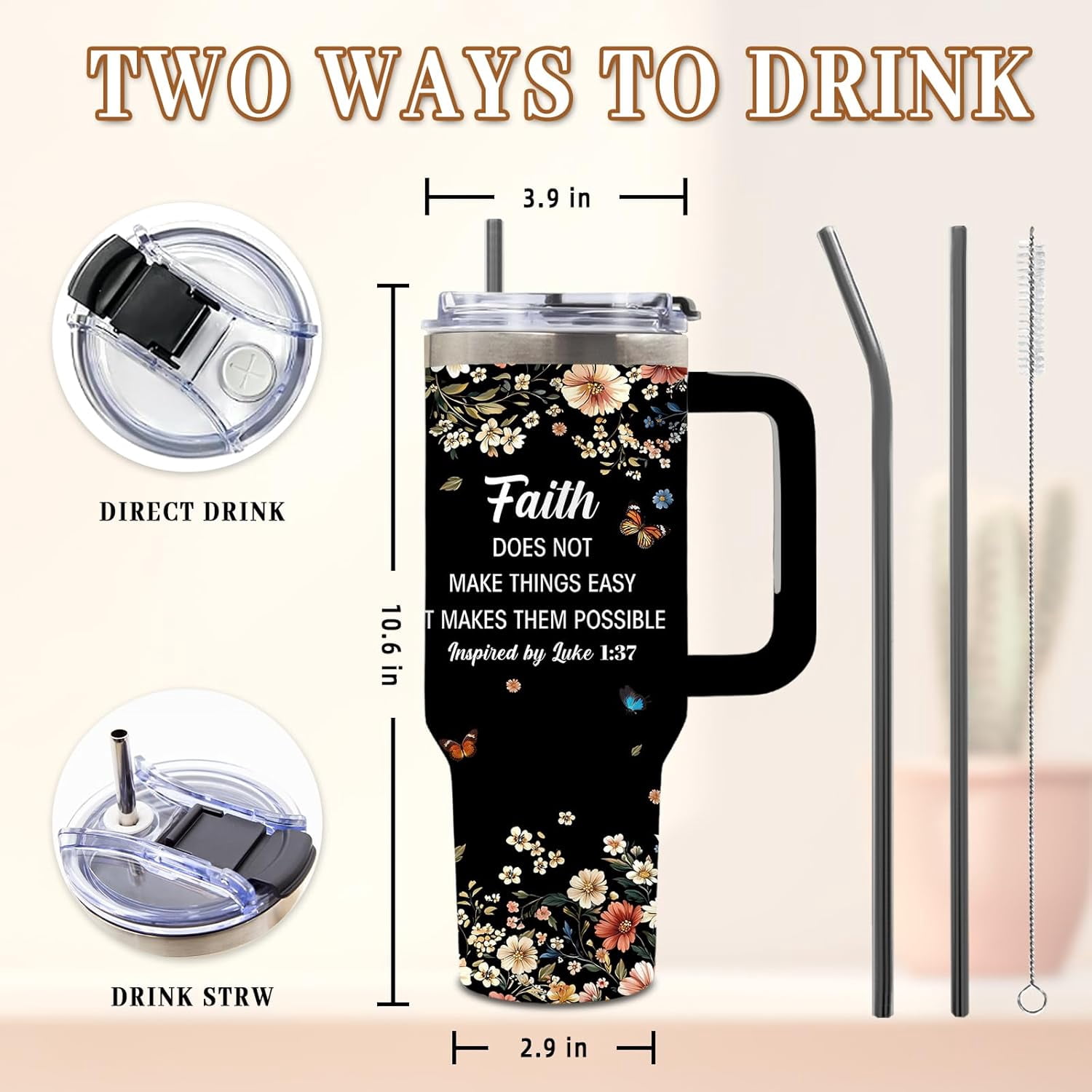 Christian Gifts for Women Men, Christian Tumbler 40 Oz, Birthday Religious Gifts for Friend Sister Mom, Spiritual Bible Verse Catholic Gift, Religious Tumbler, 1PCS