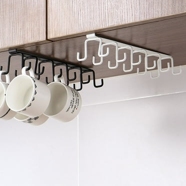 oobest 6 Hooks Cup Holder,Hang Kitchen Cabinet Under Shelf Storage Rack Organiser Hook,Space ...