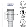 thumbnail image 4 of 40oz Tumbler with Handle and Straw, Vacuum Insulated Stainless Steel Travel Mug, Fits Car Cup Holder, Diamond Sequins Print, 4 of 6