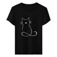 thumbnail image 5 of Black Women's Short Sleeve T-shirt, Ladies Line Print Shirt Short Sleeve Round Neck T Shirt Fashion Top Lightweight Soft Casual Summer Clothing Clothes,Women's Short sleeve T-shirt S, 5 of 5