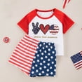 thumbnail image 2 of Toddler Baby Boy 4th of July Outfit Short Sleeve USA Flag Tee Shirt and Casual Shorts 2Pcs Fourth of July Summer Clothes,Red, 2 of 6