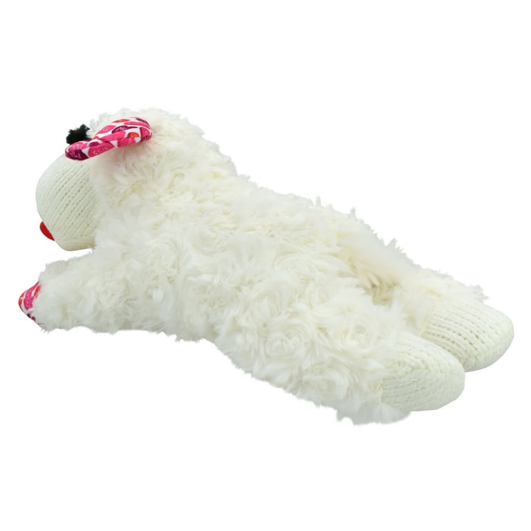 Multipet, Valentine‚Äôs Day Plush Lamb Chop Dog Toy, with Hearts