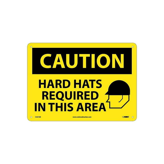 National Marker Caution Signs; Hard Hats Required In This Area Graphic 10X14 .040 Aluminum C507AB