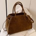 thumbnail image 3 of Bolso de mano informal para mujer, bolso de ante de gran capacidad, bolso Hobo elegante de Color sólido, 3 of 8