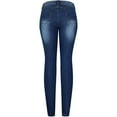 thumbnail image 2 of 2Luver, Women's, Stretchy 5 Pocket Destroyed Medium Denim Skinny Jeans, Blue Faded, 11, 2 of 2