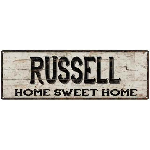 RUSSELL Rustic Home Sweet Home Sign Gift 6x18 Metal Decor 206180084093