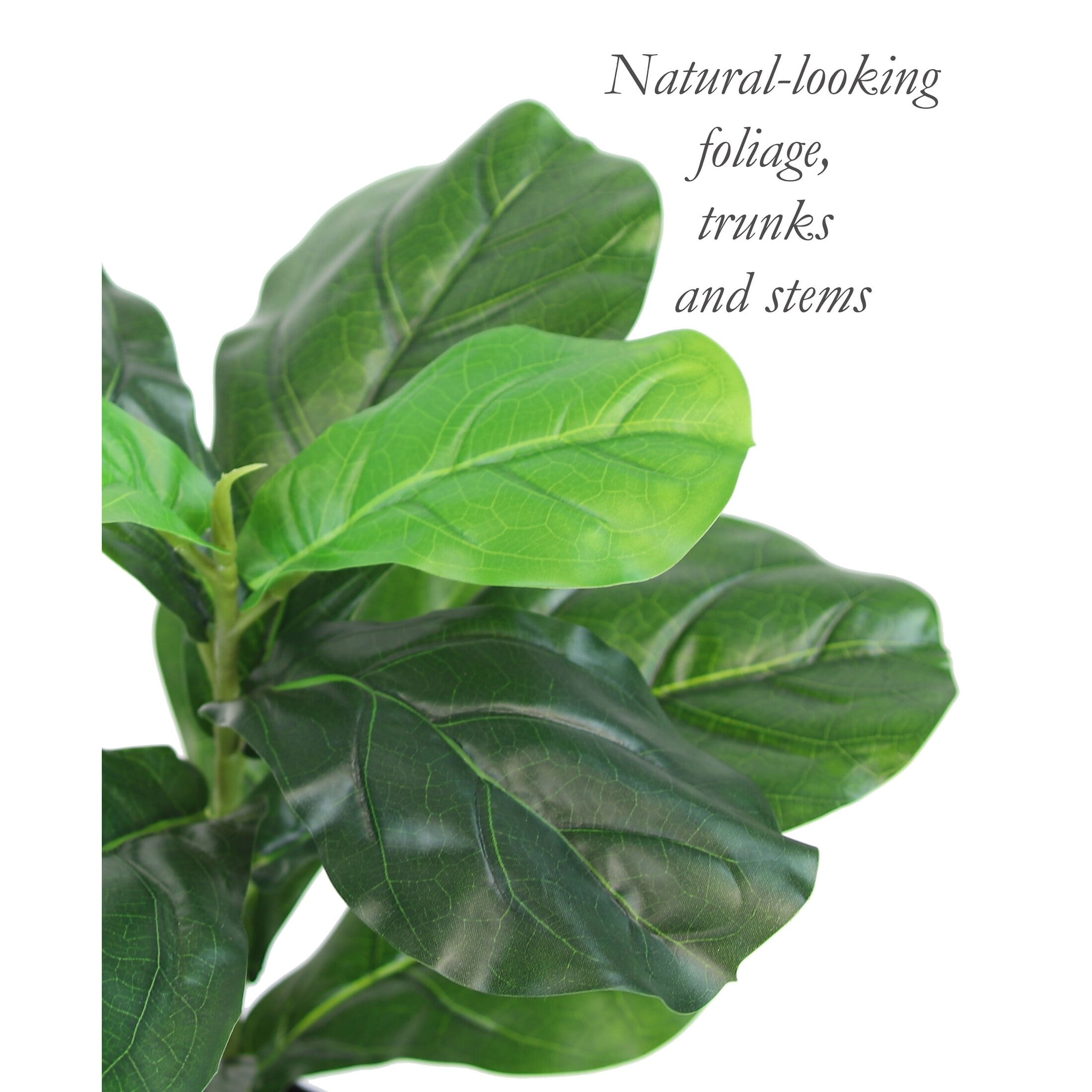 The Mod Greenhouse 66" Artificial Green Fiddle Leaf Tree in a Black Matte Planter Pot