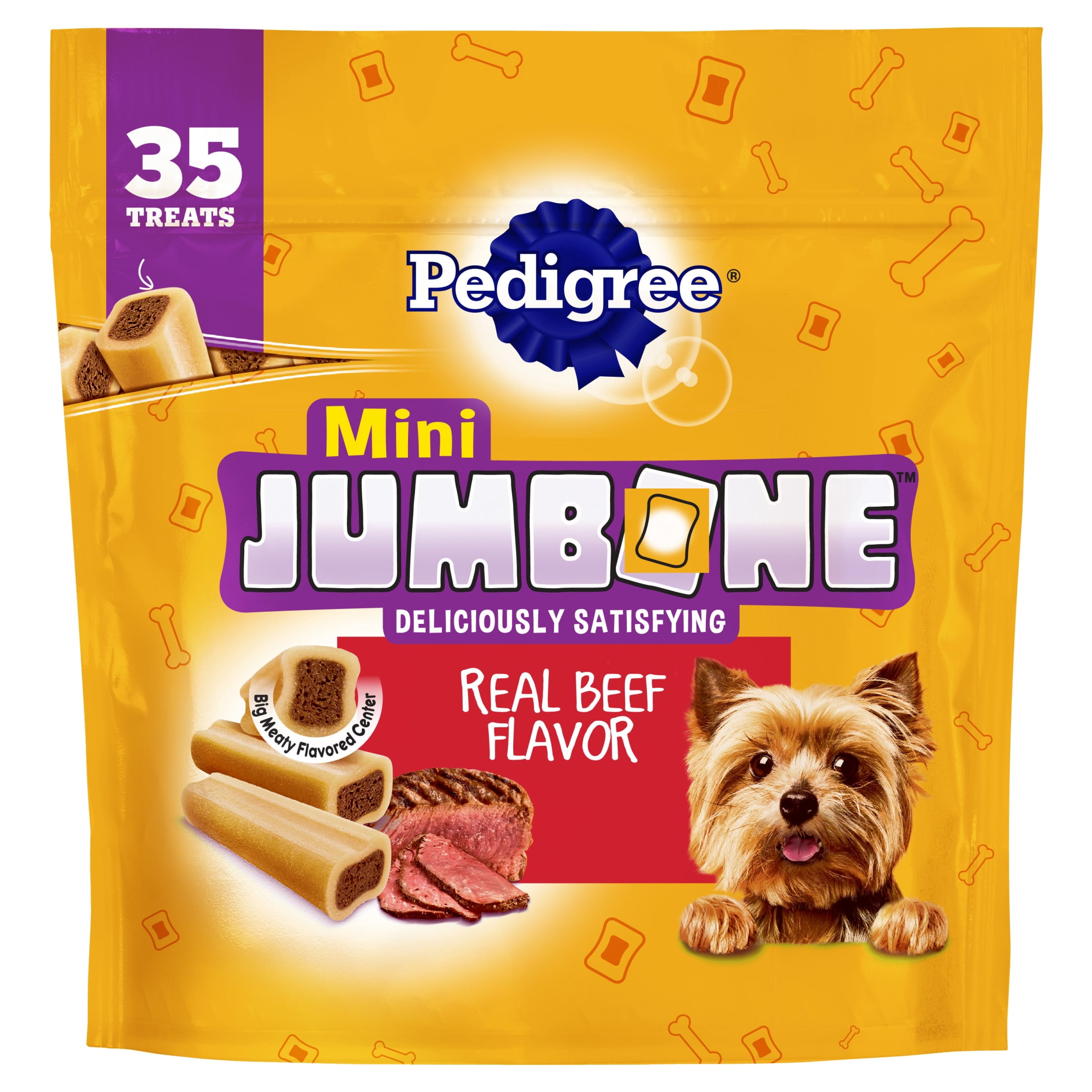 (4 pack) Pedigree Mini Jumbone Small Dog Treats, Beef Flavor, 35 Count