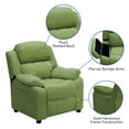 thumbnail image 5 of Emma + Oliver Deluxe Padded Avocado Microfiber Kids Recliner with Storage Arms, 5 of 13