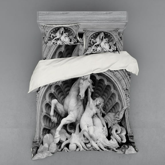 Ambesonne Grey Bedding Set 4 Pcs, Nymph Octopusrt, Queen, Grey