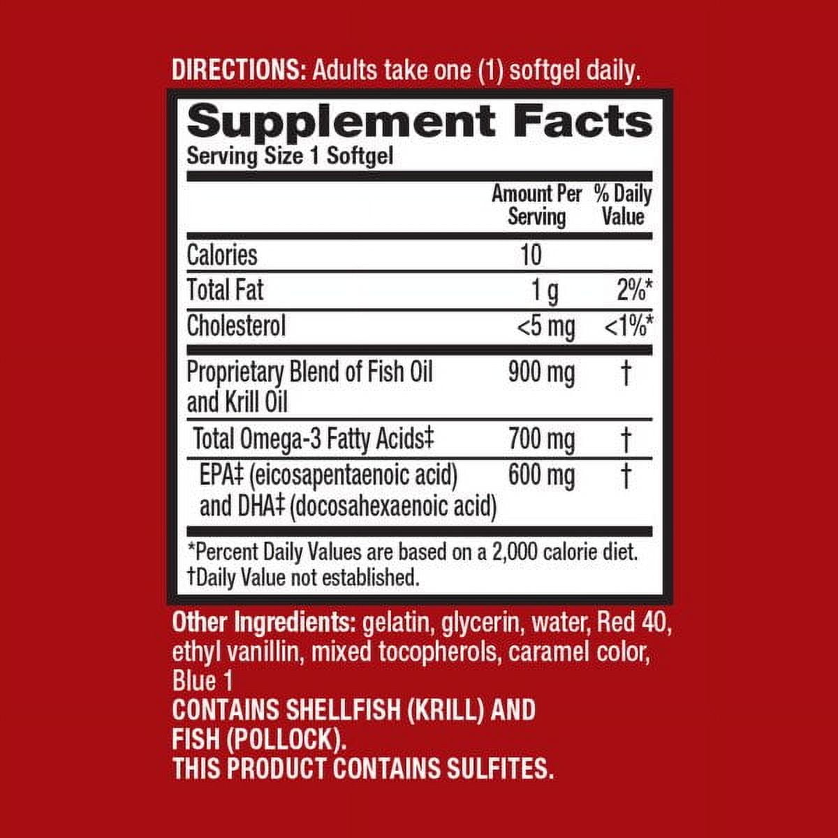 Omega-3 Fish And Krill Oil Supplement 900mg - MegaRed Advanced 4in1, 40 softgels, 2x More Omega-3, Heart, Joint, Brain and Eye Supplement