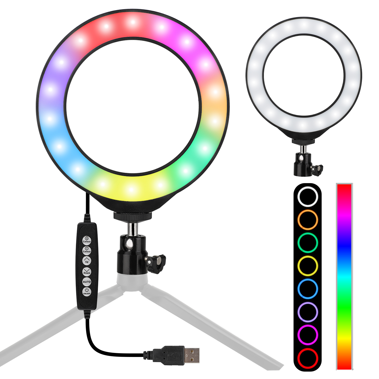 10"/4.7" RGB Selfie Ring Light, RGB Flash Ring Light with 26/7 Colors