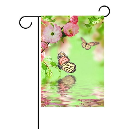 Anniversary Garden - POPCreation Water Spring Bloom Butterflies Green Garden Flag Banner 12x18 Inches Summer Garden Decorative Flag for Anniversary Home Outdoor Garden Decor