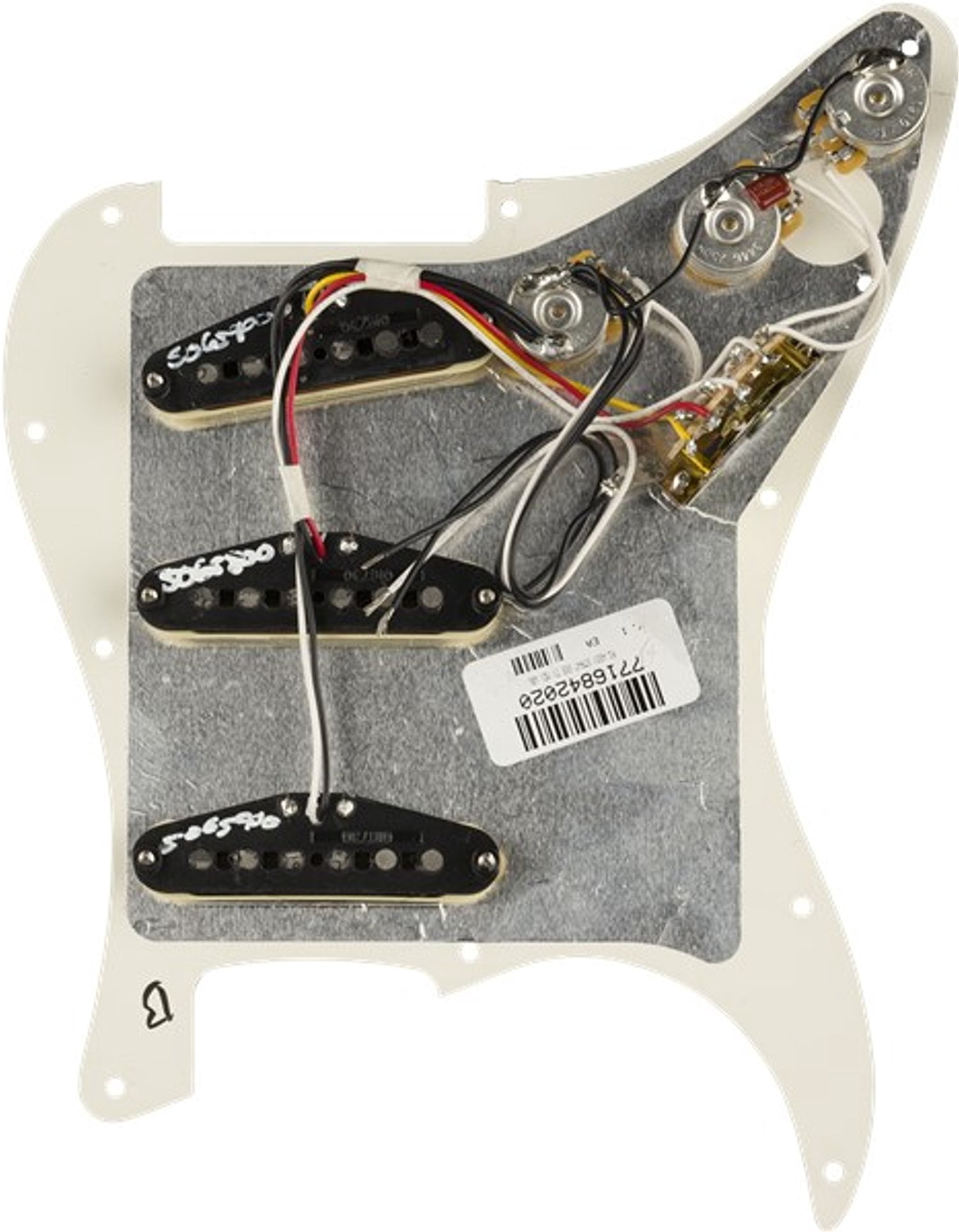 Fender Pre-Wired Strat Pickguard, Tex-Mex SSS, Parchment 11 Hole PG
