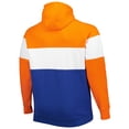 thumbnail image 3 of Men's New Era Orange/Royal Denver Broncos Big & Tall Throwback Colorblock Fleece Raglan Pullover Hoodie, 3 of 3