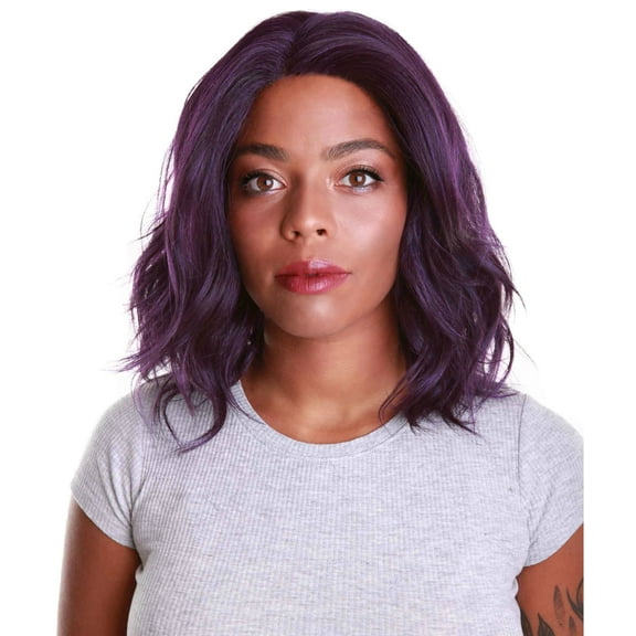 LUXLUXE Rayana Wavy 15 Inch Long 4X4 Hand-Tied Lace Front Wig, Good Heat Resistant Fiber,Violet Blend