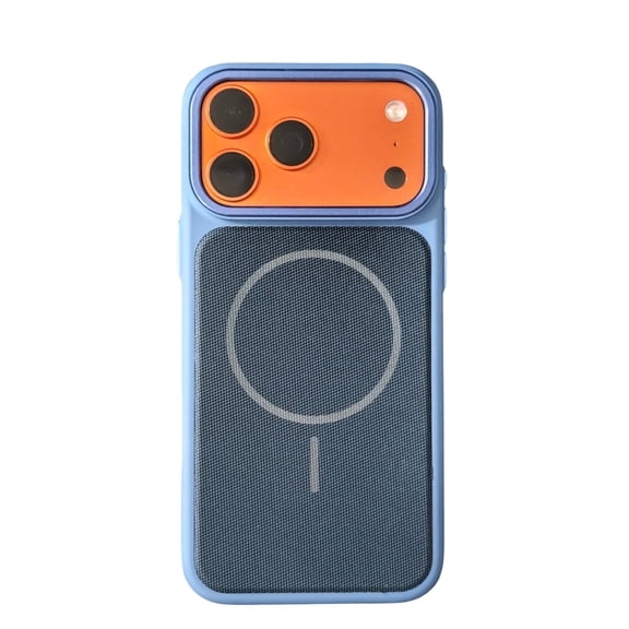 Magnetic Fabric Case for iPhone 17 Pro Max with Card Holder, Ultra Slim Shockproof Protective Cover, Soft Silicone Bumper Anti-Scratch Grip Friendly Phone Case, Holds 1 Card - Blue