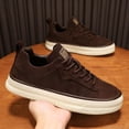 thumbnail image 6 of Platform Running Shoes foe Men Vintage Suede Flat Lace Up Skate Shoes Casual Non Slip Lightweight Sneakers Brown Size 7.5, 6 of 9