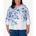 thumbnail image 4 of Alfred Dunner Womens Plus-Size  Floral Shimmer Three Quarter Sleeve Top, 4 of 6