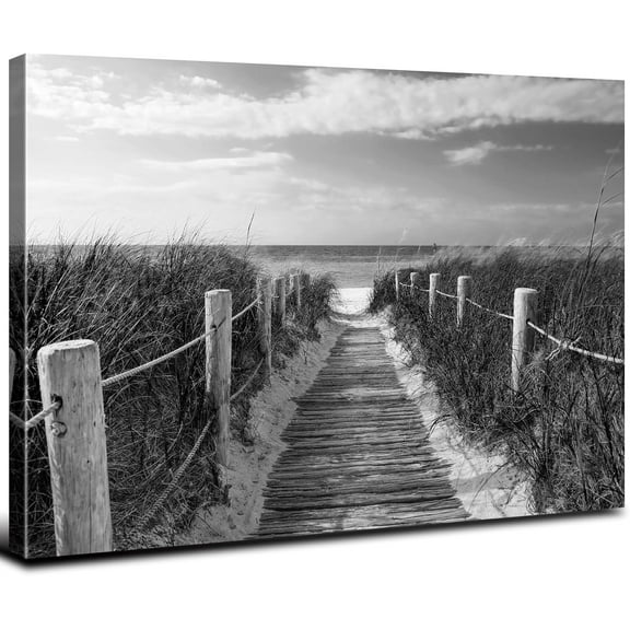 Aaheei Nature Beach Picture Wall Art Black and White Ocean Picture Photo Prints for Bathroom Nature Coastal Scenery Painting Poster Vintage Seaside Artwork Living Room Bedroom Home Decoration