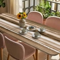 thumbnail image 3 of Brown Stripes Table Cloths for 8 Foot Rectangle Tables, Country Watercolors Gradient Texture Patio Waterproof Elastic Fitted Tablecloths, Washable Rectangular Table Cover for Camping, 3 of 8