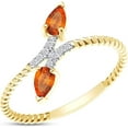 thumbnail image 3 of Gems Jewels 14K Yellow Gold Plated 1.40Ct Pear Cut Citrine Wedding Engagement Rope Ring 925 Sterling Silver For Women's -5.5, 3 of 4