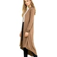 thumbnail image 1 of Made by Johnny Women's Casual Long Open Front Drape Lightweight Duster High Low Hem Maxi Long Sleeve Cardigan XXL MOCHA, 1 of 6