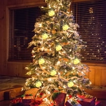 Christmas Round Light Bulb Ornament, Transparent LED Hanging Decoration with Warm Lights and Yellow Floral Design for Christmas Tree Holiday Wedding Home Party Decor 2025 Trend Collection