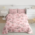 thumbnail image 2 of Manfei Pink Floral Rose Girl Bedding Comforter Set 2pcs,Dreamy Princess Twin Comforter Sets Microfiber,Spring Garden Breathable Bedding Set,Microfiber Bedroom Decor,Reversible, 2 of 8