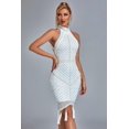 thumbnail image 1 of Vestido midi blanco con flecos de perlas de Dress Thaliy para mujer, 1 of 6