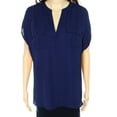 thumbnail image 1 of INC NEW Deep Twilight Blue Womens Size Large L V-Neck Chiffon Blouse, 1 of 1