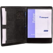 KomalC Leather Business Portfolio Folder Personal Organizer, Luxury Full Grain Leather Padfolio, Leather Folder (Charcoal Black)