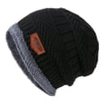 thumbnail image 3 of HESHENG Men's Beanie Hat Warm Knit Hat Thick Fleece Skull  for Outdoor Running Black, 3 of 5