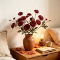 thumbnail image 4 of Artificial Fall Chrysanthemum Floral Stem, Dried Style Faux Flower Sprig With Long Flexible Branch, Rustic Harvest Vase Filler, Thanksgiving Table Mantel Home Decor, 4 of 6