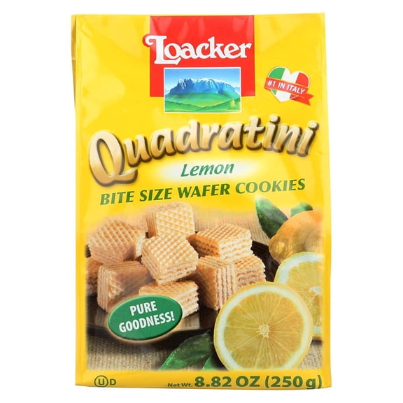 Loacker Quadratini Bite Size Wafer Cookies Lemon, 8.82 OZ