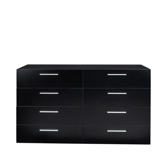 SSyao Wood 8 Drawer Dresser Bedroom Furniture Chest of Double Drawers Cabinet-Black